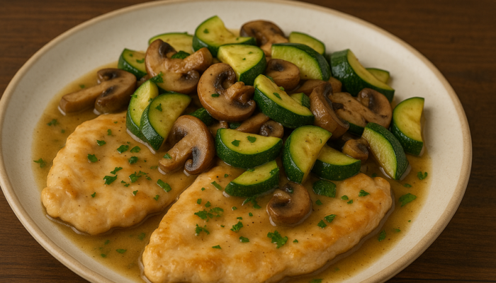 Scaloppina di Pollo funghi e zucchine
