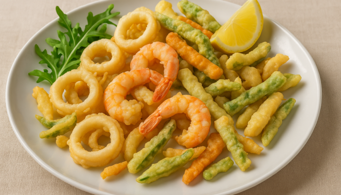 Frittura dai calamari e gamberi