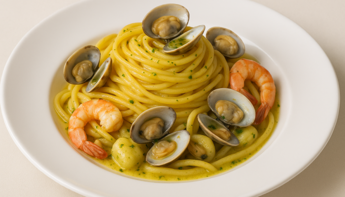 Spaghetto alla carbonara al sapore di mare