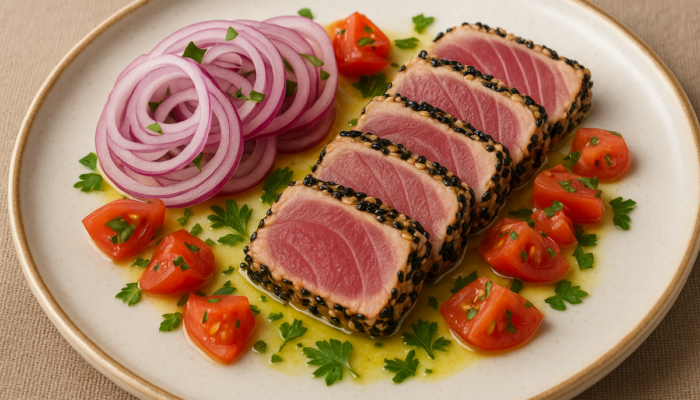Tataki mediterraneo di tonno
